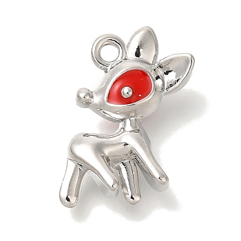 Christmas Theme Alloy Enamel Pendants, Platinum, Deer, 17x16x5.5mm, Hole: 1.6mm