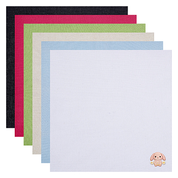 6Pcs Linen Embroidery Fabric, Square, Mixed Color, 495~500x495~500x0.7mm