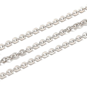 Rhodium Plated 925 Sterling Silver Flat Cable Chains, Soldered, Platinum, Link:2.05x1.7x0.5mm