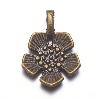 Tibetan Style Alloy Pendants, Lead Free and Cadmium Free, Antique Bronze, Flower, 22x15x2.5mm