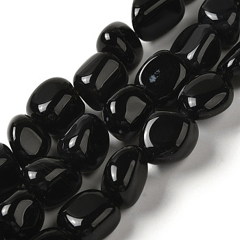 Natural Black Onyx(Dyed & Heated) Beads Strands, Nuggets, Tumbled Stone, 8.5~11.5x8~11x8~10mm, Hole: 1.1mm, about 36~42pcs/strand, 15.55~15.94''(39.5~40.5cm)