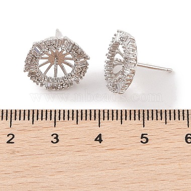 925 Sterling Silver Micro Pave Cubic Zirconia Earring Settings Findings(STER-B003-17P)-3