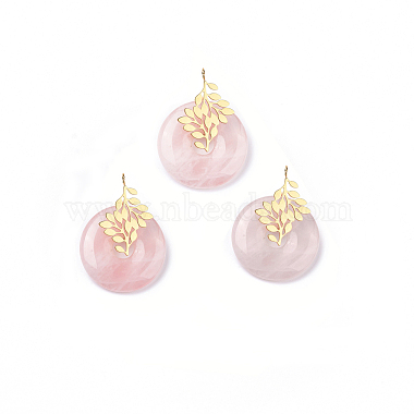 Pendentifs de quartz rose naturel(G-E088-03P-05)-2