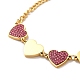 bracelet à maillons coeur en strass rose(BJEW-E091-04G)-2