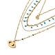 Synthetic Turquoise & Rhinestone Horse Eye Pendants Multi Layered Necklace with Plastic Beaded(NJEW-P269-19G)-3