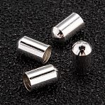 Brass Cord End, Long-Lasting Plated, 925 Sterling Silver Plated, 5x2.5mm, Inner Diameter: 2mm(KK-H759-34C-S)