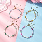 Natural & Synthetic Gemstone & Nuggets Baroque Pearl Keshi Pearl Beads Slider Bracelets, 304 Stainless Steel Cable Chains Bracelets for Women, Inner Diameter: 1.77~3.23 inch(4.5~8.2cm)(BJEW-JB13260)