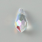 Glass Charms, AB Color, Faceted, Teardrop, Clear AB, 15x7mm, Hole: 1.4mm(GLAA-WH0031-42D)