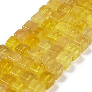 Natural Yellow Fluorite Beads Strands, Cube, 8~9x8~9x8~9mm, Hole: 1.2mm, about 38~39pcs/strand, 15.08~15.35 inch(38.3~39cm)(G-G053-B07-01)