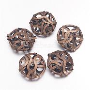 Iron Wire Beads, Oval, Antique Bronze, about 19mm wide, 20mm long, 7mm thick(IFIN-D003-AB)