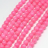 Natural Yellow Jade Beads Strands, Dyed, Round, Hot Pink, 10mm, Hole: 1mm, about 40pcs/strand, 15.75 inch(G-G598-10mm-YXS-21)