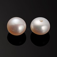 Natural Cultured Freshwater Pearl Beads, Half Drilled, Rondelle Bisque, 7~7.5x5mm, Hole: 0.8mm(PEAR-E001-13)