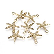 Alloy Pendants, Ocean Theme, Lead Free & Nickel Free & Cadmium Free, Starfish/Sea Stars, Golden, 20x20x3mm, Hole: 2mm(TIBEP-A040-022G-NR)