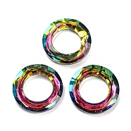 Electroplate Glass Linking Rings, Crystal Cosmic Ring, Prism Ring, Faceted, Back Plated, Round Ring, Colorful, 30x6.5mm, Inner Diameter: 17mm(GLAA-A008-04C-01)