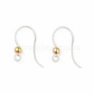 Transparent Resin Earring Hooks, with 316 Stainless Steel Round Beads and Horizontal Loop, Golden, 16x12x3mm, Hole: 1.2mm, 21 Gauge, Pin: 0.7mm(RESI-G050-01G)