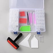 DIY Diamond Painting Tool Sets, including Plastic Roller, Tray, Pen, Scrapers, Clay Glue, Tweezer and Bead Containers, Colorful, Box: 297x200x60mm(DIY-WH0622-081)