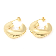 Brass Twist Donut Stud Earrings, Half Hoop Earrings, Long-Lasting Plated, Lead Free & Cadmium Free, Real 18K Gold Plated, 30x11mm(EJEW-K251-06G)
