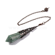 Natural Amazonite Pointed Dowsing Pendulum Big Pendants, Lead Free & Cadmium Free, with Red Copper Tone Brass Findings, Hexagonal Cone, 265mm, Hole: 2mm(G-H285-06R-A31)