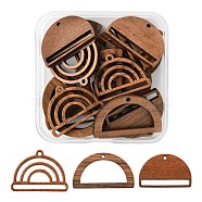 18Pcs 3 Style Walnut Wood Pendants, Half Round/Semicircle, Camel, 19~21.5x30~35x2mm, Hole: 1.8~2mm, 6pcs/style(WOOD-LS0001-43)