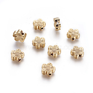 Alloy Beads, Long-Lasting Plated, Flower, Golden, 8x8.5x3mm, Hole: 1.2mm(KK-G365-04G)
