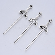 Tibetan Style Alloy Cabochons, Swords, Cadmium Free & Lead Free, for Crafting, Jewelry Making, Antique Silver, 86.5x21x3.5mm, about 92pcs/500g(TIBE-R316-143AS-RS)