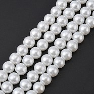 Glass Pearl Beads Strands, Pearlized, Round, White, 10mm, Hole: 1mm, about 80pcs/strand, 30.71 inch(78cm).(X-HY-10D-B01-1)