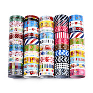 Mixed Pattern DIY Scrapbook, Decorative Adhesive Tapes, Mixed Color, 15mm, about 2.3m/roll(DIY-F004-02)