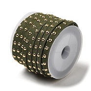 Faux Suede Cord, with Golden Tone Alloy Rivet, For Punk Rock Jewelry Making, Olive, 5x2.5mm, about 5.46 yards(5m)/roll(LW-Q016-5mm-1138)