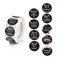 1 Inch Thank You Theme, 1 Inch Self-Adhesive Stickers, Roll Sticker, Flat Round, for Party Decorative Presents, Black, 2.5cm, 500pcs/roll(DIY-P037-B02)