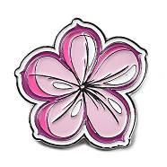 Pink Series Enamel Pin, Platinum Zinc Alloy Brooch for Women, Flower, 31x17x1.5mm(JEWB-D019-03E-P)