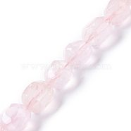 Natural Rose Quartz Beads Strands, Faceted, Oval, 14~15x10~11x9~10mm, Hole: 1mm, about 28pcs/strand, 15.47 inch(39.3cm)(G-F742-03)