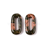 Natural Unakite Oval Pendants, Oval Ring Charms, 30x15~16x5~6mm, Hole: 17.5~19.5x3.5~4.5mm(G-N342-105M)