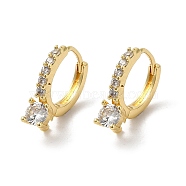 Rack Plating Brass Micro Pave Cubic Zirconia Hoop Earrings Finding, with Loops, Cadmium Free & Lead Free, Long-Lasting Plated, Golden, 14x13x4mm, Hole: 1.6mm(KK-E084-66G)