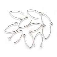 304 Stainless Steel Earring Hooks, with Horizontal Loop, Stainless Steel Color, 25.5x15x0.8mm, Hole: 2mm, 20 Gauge, Pin: 0.8mm(STAS-O119-03P)