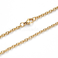 Vacuum Plating 304 Stainless Steel Cable Chain Necklace, with Lobster Claw Clasp, Golden, 19.68 inch(50cm), Link: 3.7x3x0.8mm(NJEW-S420-007C-G)