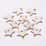 Undyed Wood Links, Star, Blanched Almond, 29.5x31x2.5mm, Hole: 2mm(X-WOOD-F005-09)