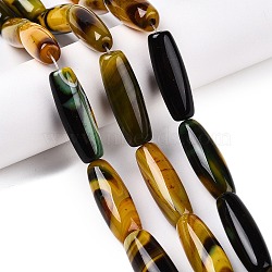 Natural Agate Dyed Beads Strands, Rice, Gold, 39.5~41x11~15mm, Hole: 3mm, about 10pcs/strand, 15.35~16''(39~40cm)(G-T138-230G)