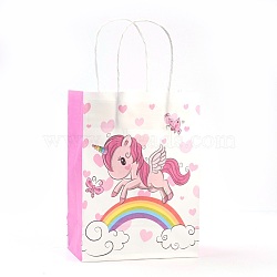 Rectangle Paper Bags, with Handles, Gift Bags, Shopping Bags, Horse Pattern, for Baby Shower Party, Pink, 27x21x11cm(AJEW-G019-05M-01)