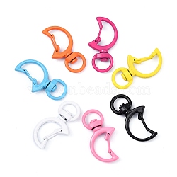 Spray Painted Alloy Swivel Snap Hooks Clasps, Cadmium Free & Nickel Free & Lead Free, Moon, Mixed Color, 34x19x6mm, Hole: 5x9mm(PALLOY-T080-13-NR)