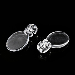 Transparent AS Plastic Pendant Blanks, Hair Findings, for DIY Hair Tie Accessories, Flat Round, Clear, 16x9x6mm, Hole: 2mm, about 5000pcs/bag(FIND-T064-010-A01)