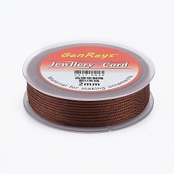 Braided Nylon Threads, Dyed, Chocolate, 2mm, about 9.84 yards(9m)/roll(NWIR-Z002-16)