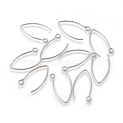 304 Stainless Steel Earring Hooks, Stainless Steel Color, 25.5x15x0.8mm, Hole: 2mm, Pin: 0.8mm(STAS-O119-03P)