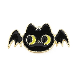 Halloween Alloy Enamel Brooch for Backpack Clothing, Bat, 15.5x32.5x2mm(JEWB-D015-01D-LG)