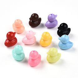 Opaque Acrylic Beads, Duck, Mixed Color, 22x21.5x16.5mm, Hole: 2.2mm, about 139pcs/500g(SACR-N018-14)