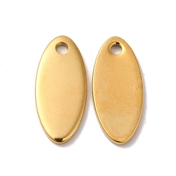 Ion Plating(IP) 304 Stainless Steel Pendant, Oval Charm, Real 18K Gold Plated, 20x9x1.5mm, Hole: 1.8mm