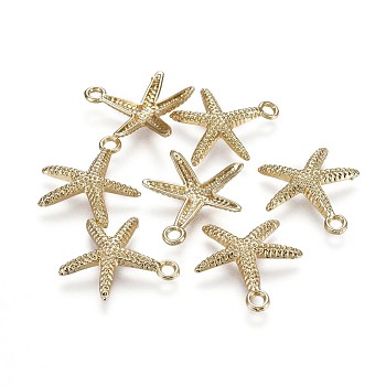 Alloy Pendants, Ocean Theme, Lead Free & Nickel Free & Cadmium Free, Starfish/Sea Stars, Golden, 20x20x3mm, Hole: 2mm