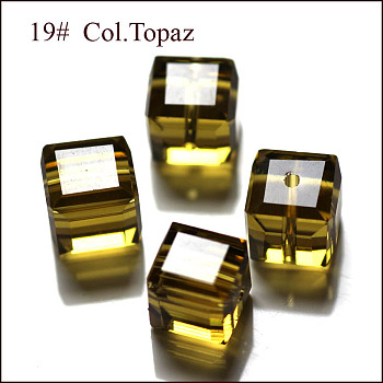 Imitation Austrian Crystal Beads, Grade AAA, Faceted, Cube, Olive, 8x8x8mm(size within the error range of 0.5~1mm), Hole: 0.9~1.6mm