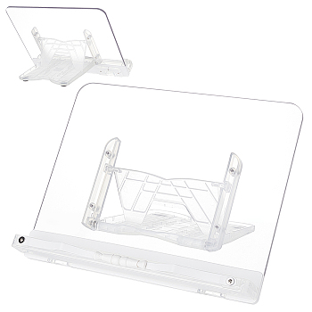 Foldable Rectangle Acrylic Desktop Display Stands, for Book Holder, Clear, 30x23.5x22.5cm