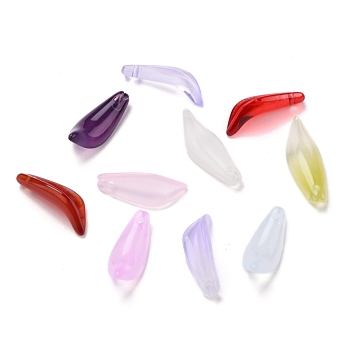 Transparent Glass Pendants, Petaline, Mixed Color, 21.5x8x5mm, Hole: 1mm