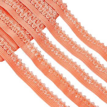 Polyester Elastic Cords with Single Edge Trimming, Flat, with Cardboard Display Card, Dark Orange, 13mm